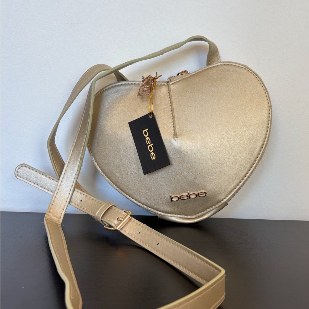 Bebe Malou Gold Heart Crossbody Bag NWT
